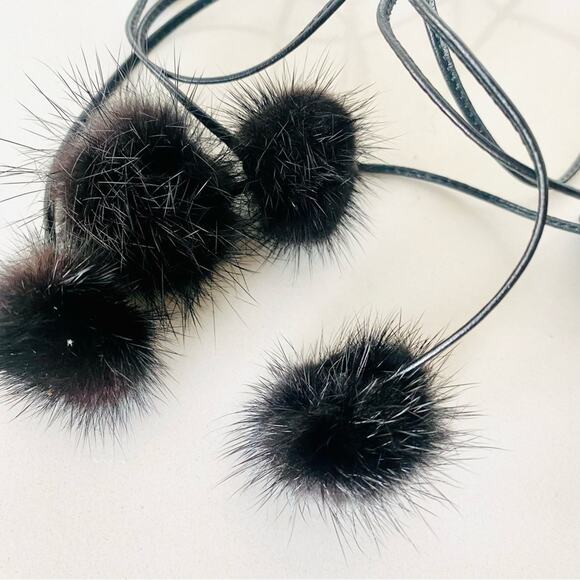 JIMMY CHOO Classic Black Pointy Toe Open Fur Pom Tie Wrap Heeled Mules Shoes 36 - Picture 12 of 16